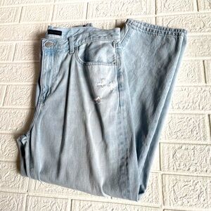 Uniqlo Light Blue High Waisted Relaxed 100% Cotton Boyfriend Mom Jeans